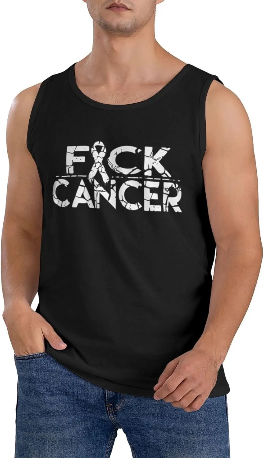 Men's Tank Top Sleeveless Tees Fuck Cancer Quick Dry Sport Shirts Muscle Workout Gym Beach T-Shirts