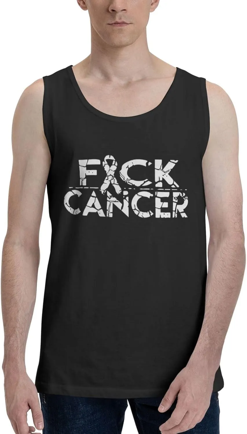 Men's Tank Top Sleeveless Tees Fuck Cancer Quick Dry Sport Shirts Muscle Workout Gym Beach T-Shirts