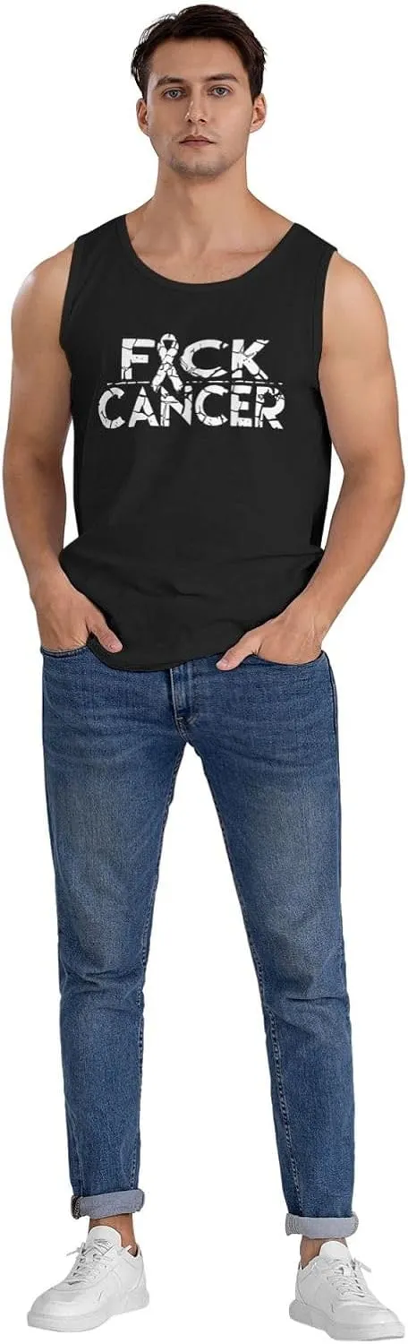Men's Tank Top Sleeveless Tees Fuck Cancer Quick Dry Sport Shirts Muscle Workout Gym Beach T-Shirts