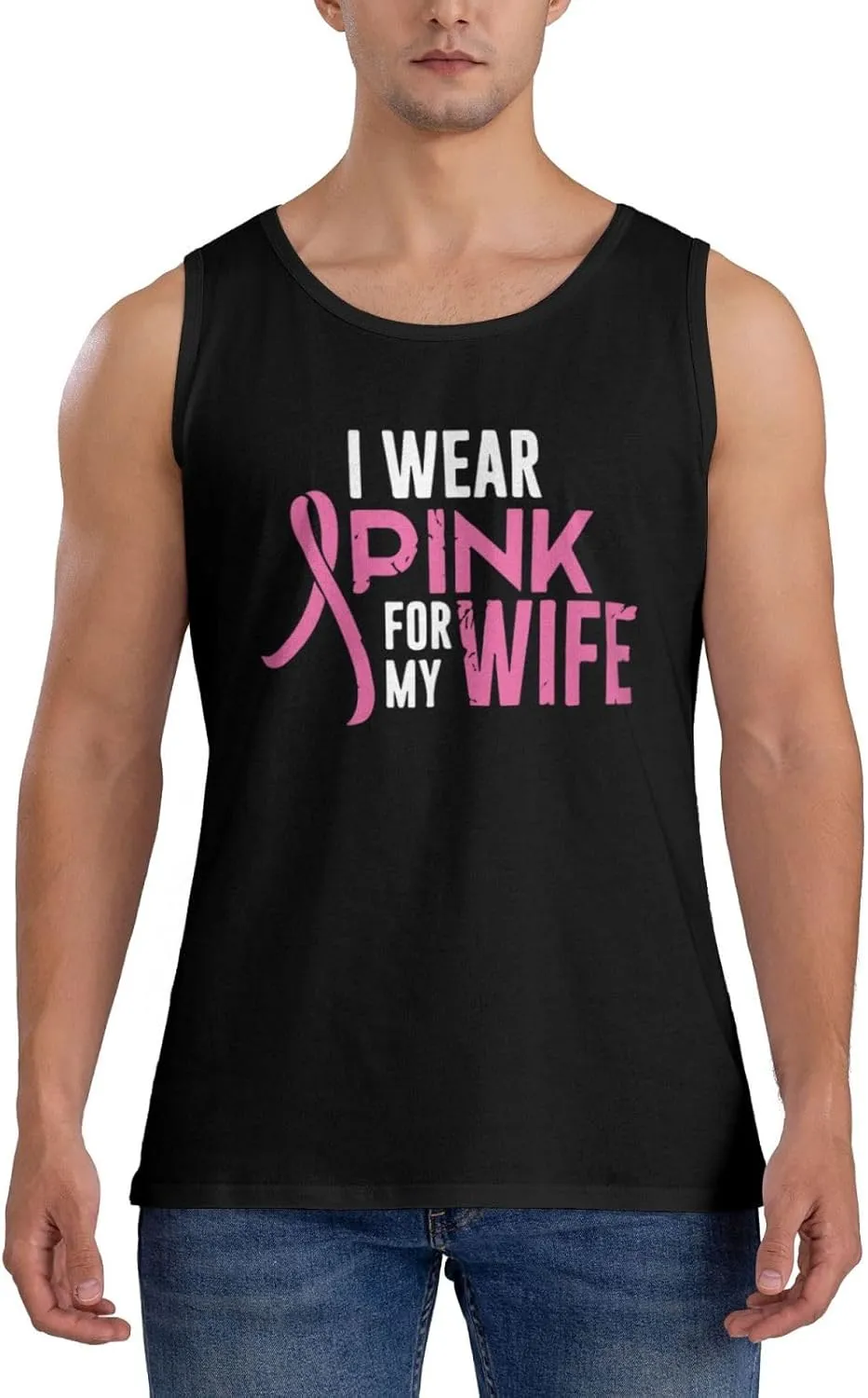 Men's Tank Top Sleeveless Tees I Wear Pink for My Wife Quick Dry Sport Shirts Muscle Workout Gym Beach T-Shirts