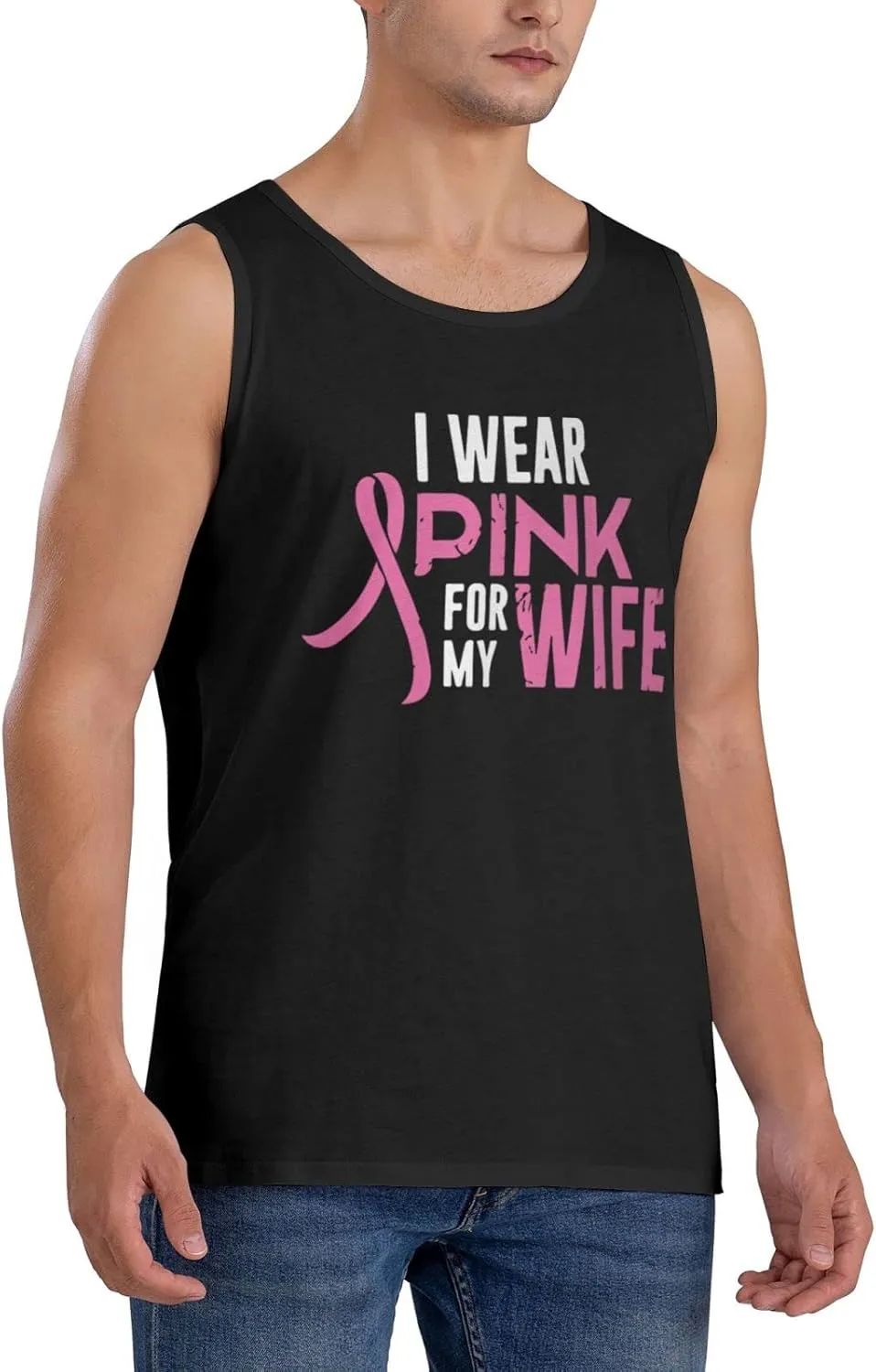 Men's Tank Top Sleeveless Tees I Wear Pink for My Wife Quick Dry Sport Shirts Muscle Workout Gym Beach T-Shirts