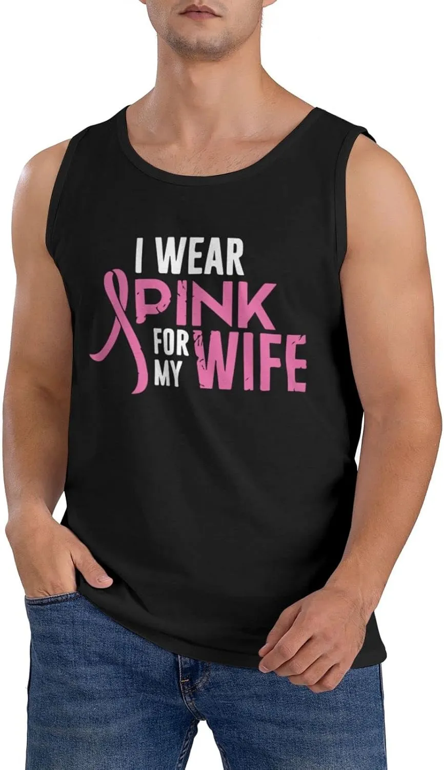 Men's Tank Top Sleeveless Tees I Wear Pink for My Wife Quick Dry Sport Shirts Muscle Workout Gym Beach T-Shirts