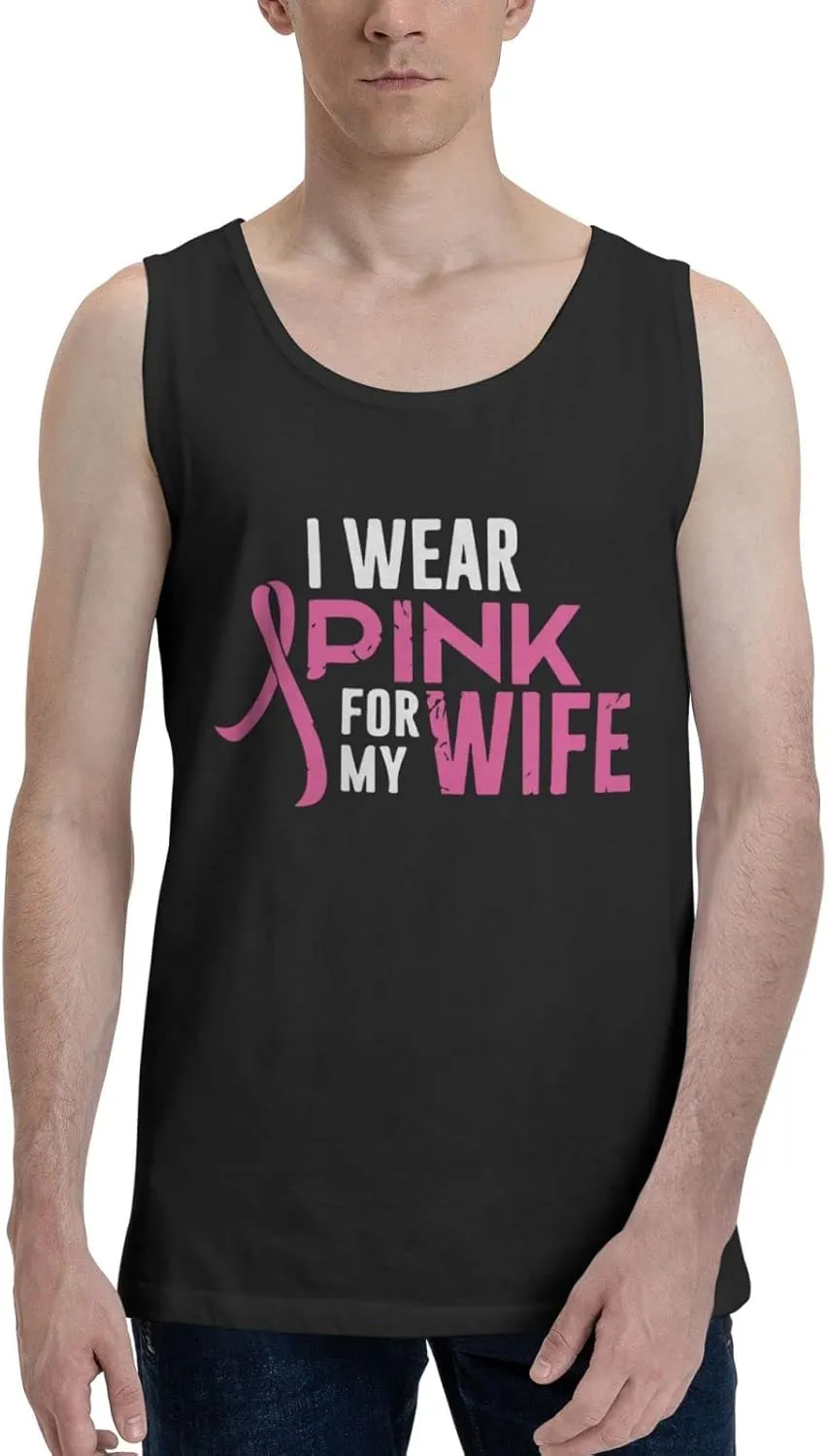 Men's Tank Top Sleeveless Tees I Wear Pink for My Wife Quick Dry Sport Shirts Muscle Workout Gym Beach T-Shirts