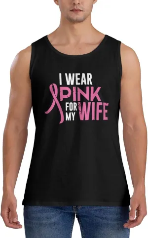 Men's Tank Top Sleeveless Tees I Wear Pink for My Wife Quick Dry Sport Shirts Muscle Workout Gym Beach T-Shirts