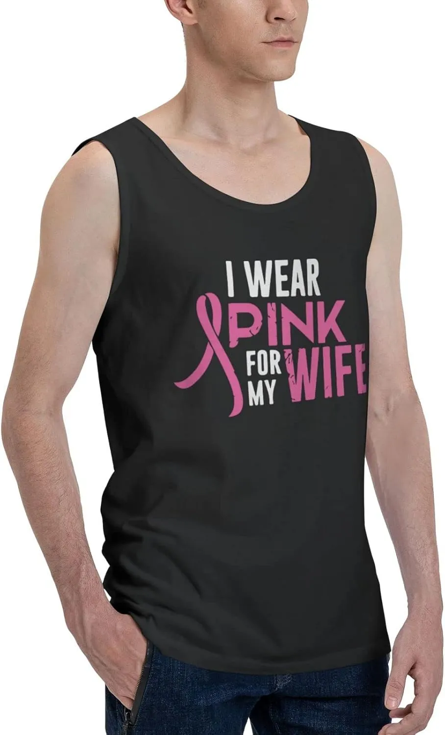 Men's Tank Top Sleeveless Tees I Wear Pink for My Wife Quick Dry Sport Shirts Muscle Workout Gym Beach T-Shirts