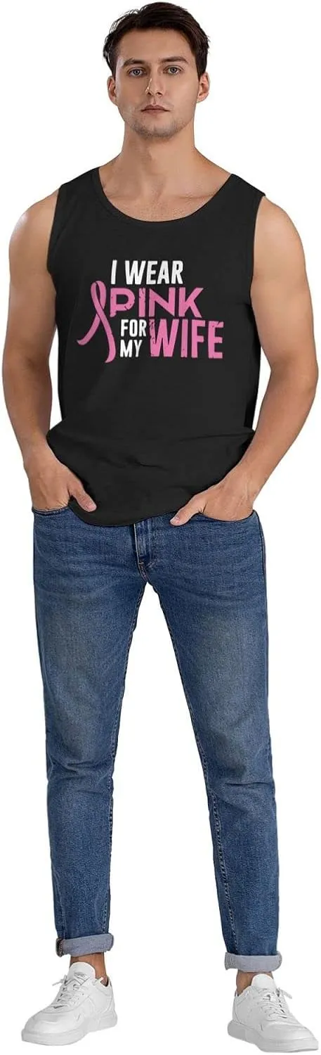 Men's Tank Top Sleeveless Tees I Wear Pink for My Wife Quick Dry Sport Shirts Muscle Workout Gym Beach T-Shirts