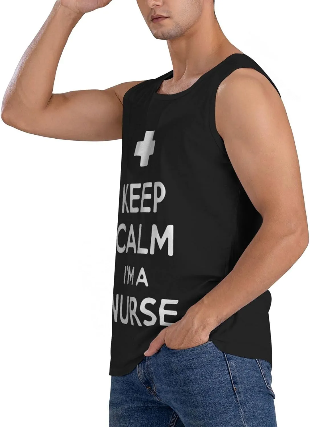 Men's Tank Top Sleeveless Tees Keep Calm I`m a Nurse Quick Dry Sport Shirts Muscle Workout Gym Beach T-Shirts