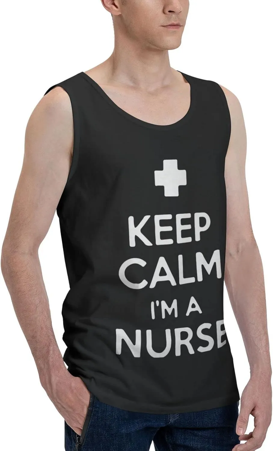 Men's Tank Top Sleeveless Tees Keep Calm I`m a Nurse Quick Dry Sport Shirts Muscle Workout Gym Beach T-Shirts