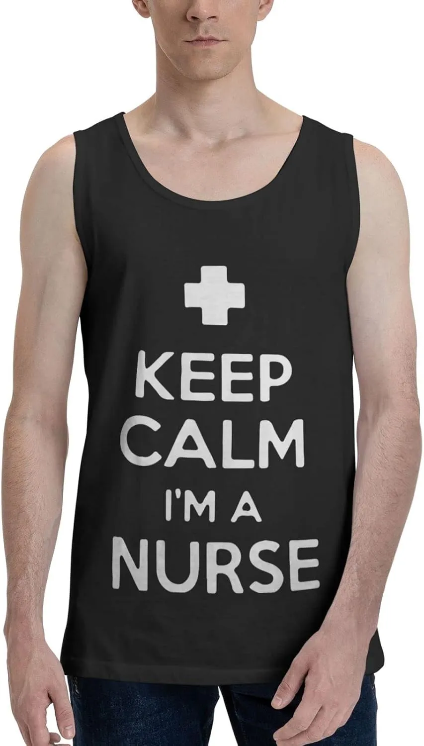 Men's Tank Top Sleeveless Tees Keep Calm I`m a Nurse Quick Dry Sport Shirts Muscle Workout Gym Beach T-Shirts