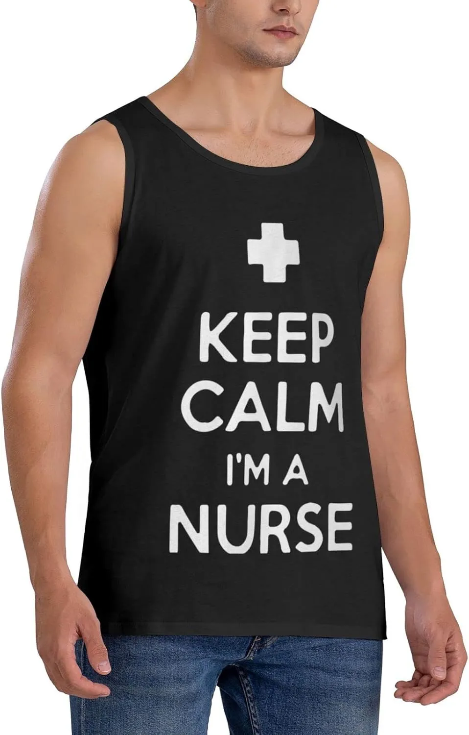 Men's Tank Top Sleeveless Tees Keep Calm I`m a Nurse Quick Dry Sport Shirts Muscle Workout Gym Beach T-Shirts
