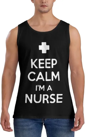 Men's Tank Top Sleeveless Tees Keep Calm I`m a Nurse Quick Dry Sport Shirts Muscle Workout Gym Beach T-Shirts