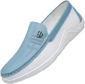 Men's Trendy Color Block Slip On Loafer Shoes, Comfy Non Slip Rubber Sole Casual Durable Walking Shoes, Men's Business Style Footwear