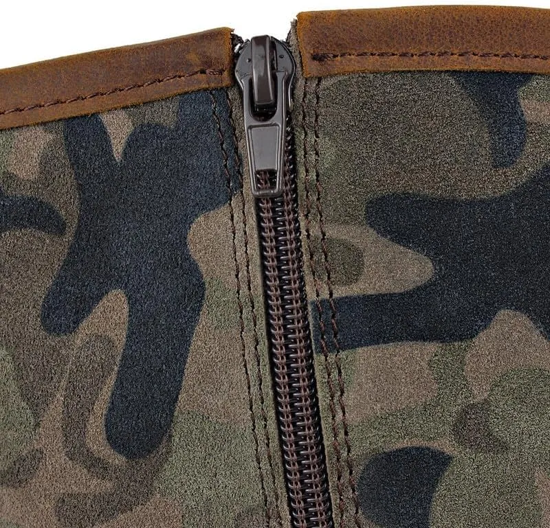 Men's Western Boots with Embroidery Cowboy Boot Zipper Short Boots Footwear with Traditional Round Toe Work Boots