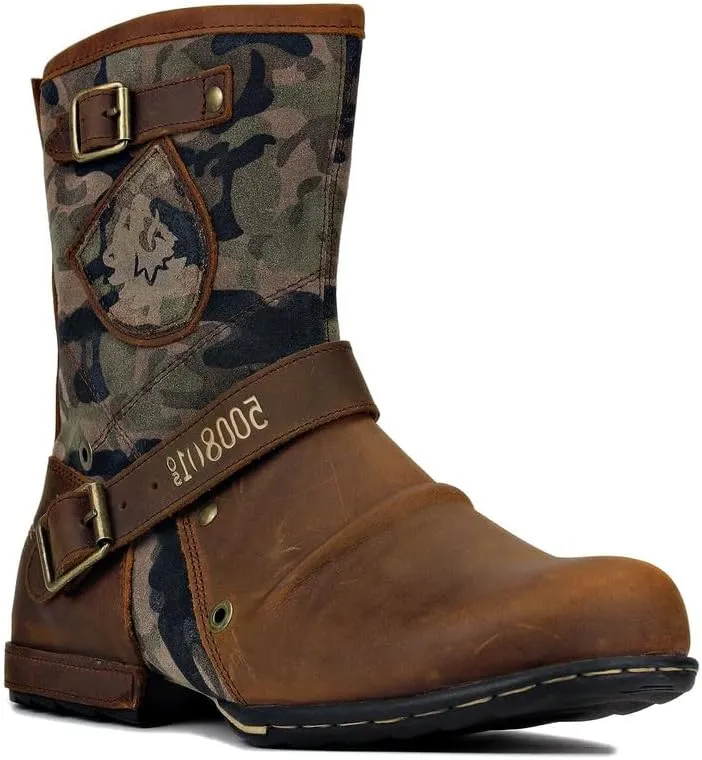 Men's Western Boots with Embroidery Cowboy Boot Zipper Short Boots Footwear with Traditional Round Toe Work Boots