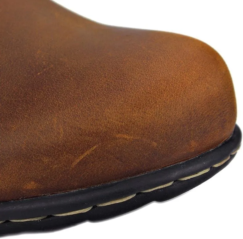 Men's Western Boots with Embroidery Cowboy Boot Zipper Short Boots Footwear with Traditional Round Toe Work Boots