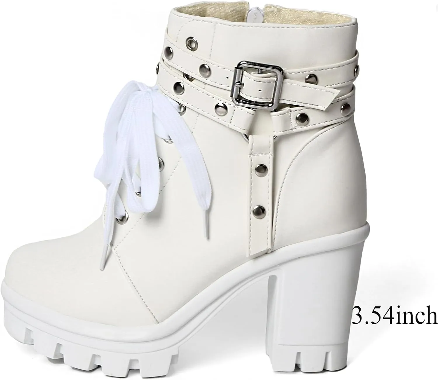 MEOTINA Goth Chunky Platform Boots for Women High Heel Black Ankle Booties Rivets Punk Combat Boot Shoes