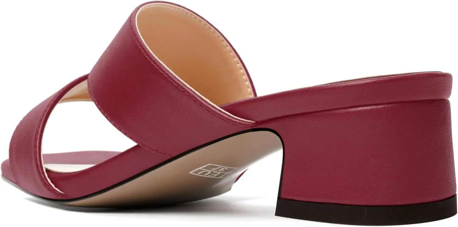 MERRORI Womens Slip On Bridal Matte Fashion Open Toe Chunky Low Heel Heeled Sandals 1.5 Inch