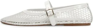 Mesh Ballet Flats for Women Buckle Strap Comfy Casual Office Mary Jane Flat Fishnet Ballerina Flat Shoes