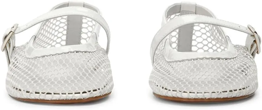 Mesh Ballet Flats for Women Buckle Strap Comfy Casual Office Mary Jane Flat Fishnet Ballerina Flat Shoes