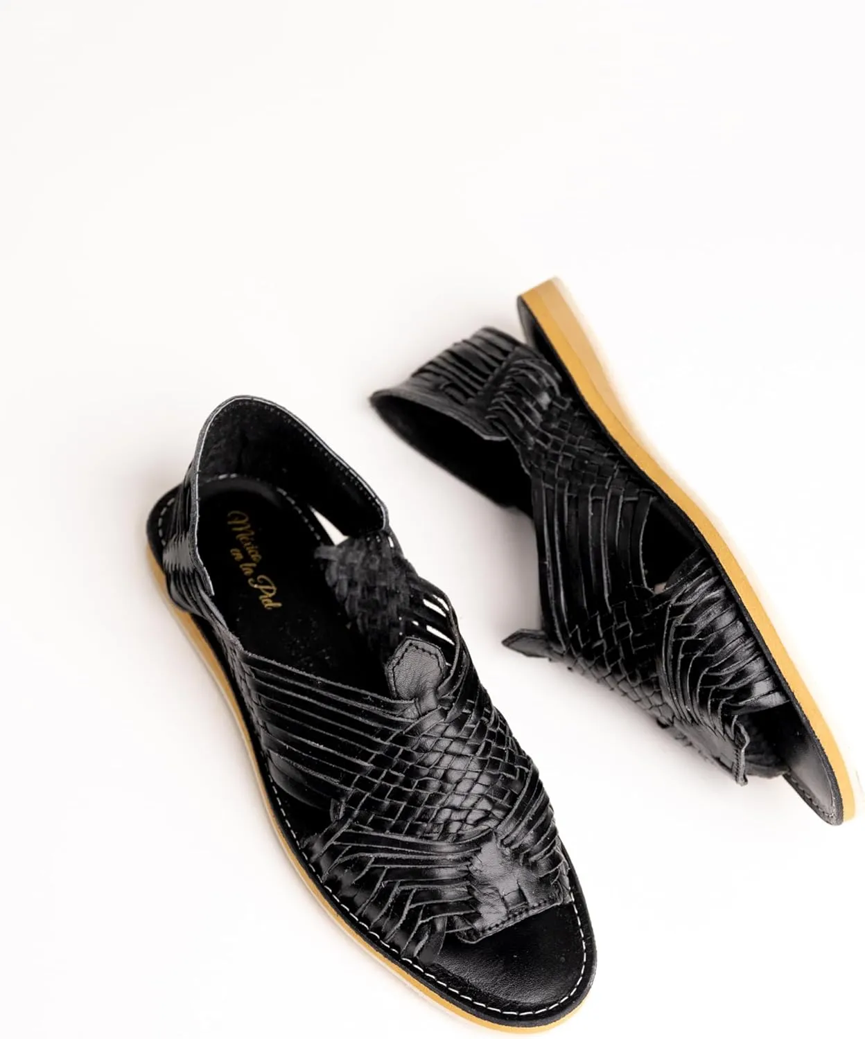 Mexico en la Piel Handmade Pachuco Leather Huaraches for Men - Open-Toe Flats with Crepe Sole, Slip-On Design, Comfortable and Stylish, Sizes 7us - 13us
