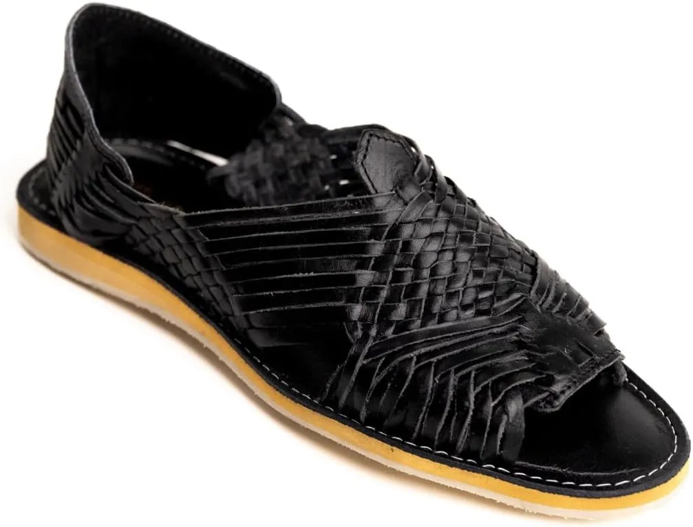 Mexico en la Piel Handmade Pachuco Leather Huaraches for Men - Open-Toe Flats with Crepe Sole, Slip-On Design, Comfortable and Stylish, Sizes 7us - 13us