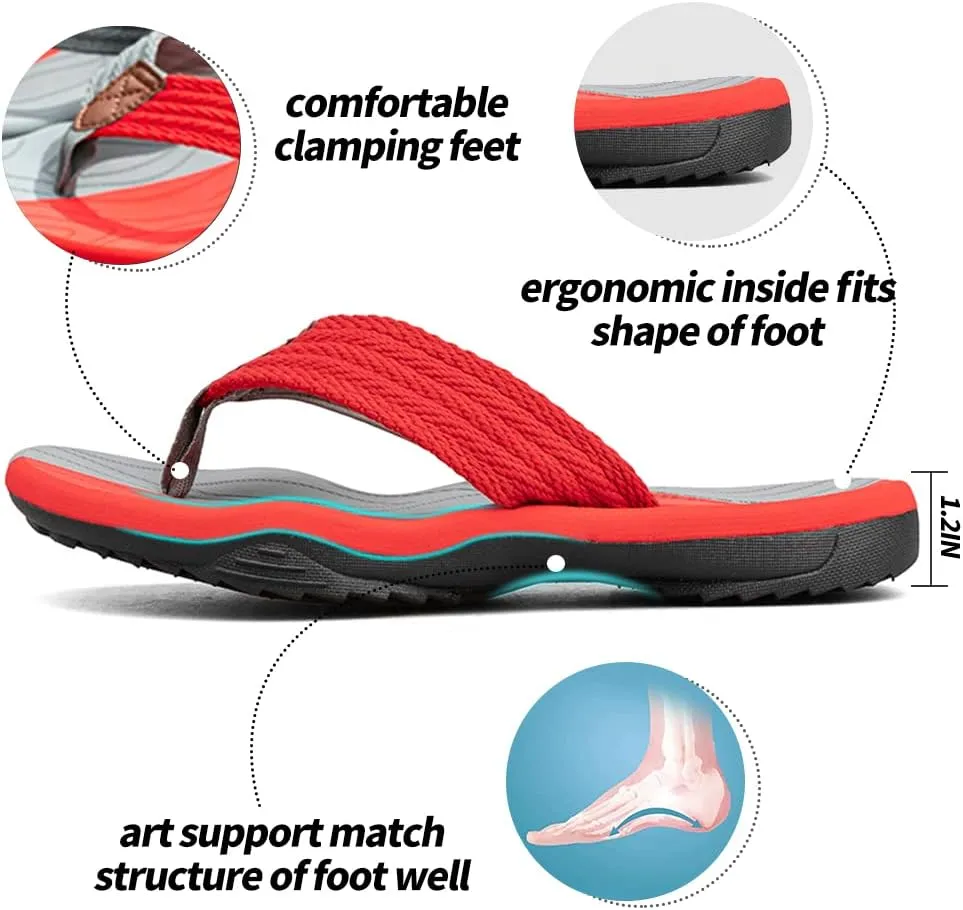 MGGMOKAY Men's Flip Flops Sandal Comfortable Thong Sandals Arch Support Casual T-Strap Sandals for Men Summer Beach Slides Shoes