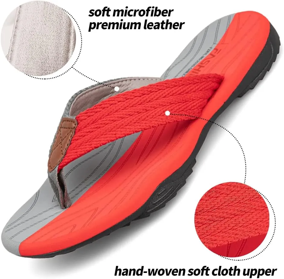 MGGMOKAY Men's Flip Flops Sandal Comfortable Thong Sandals Arch Support Casual T-Strap Sandals for Men Summer Beach Slides Shoes