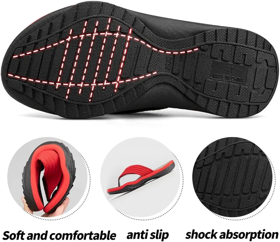 MGGMOKAY Men's Flip Flops Sandal Comfortable Thong Sandals Arch Support Casual T-Strap Sandals for Men Summer Beach Slides Shoes