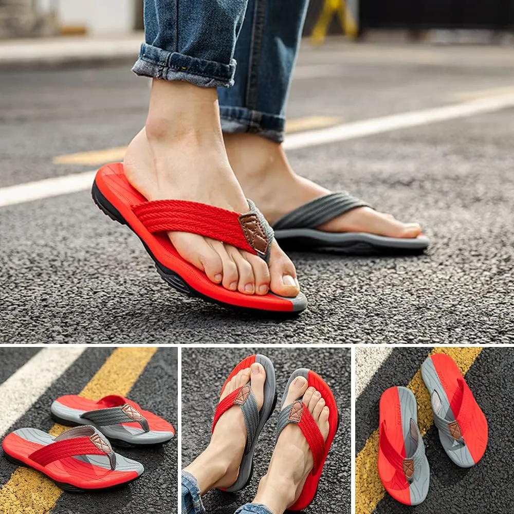 MGGMOKAY Men's Flip Flops Sandal Comfortable Thong Sandals Arch Support Casual T-Strap Sandals for Men Summer Beach Slides Shoes