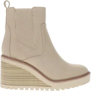 MIA Womens Corin Round Toe Chelsea Casual Boots Ankle High Heel 3" & Up - Beige