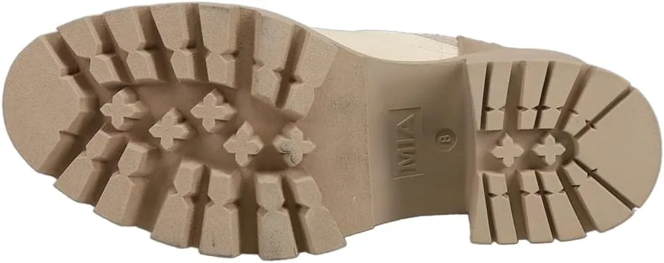 MIA Womens Remi Round Toe Platform Chelsea Casual Boots Mid Calf High Heel 3" & Up - Beige
