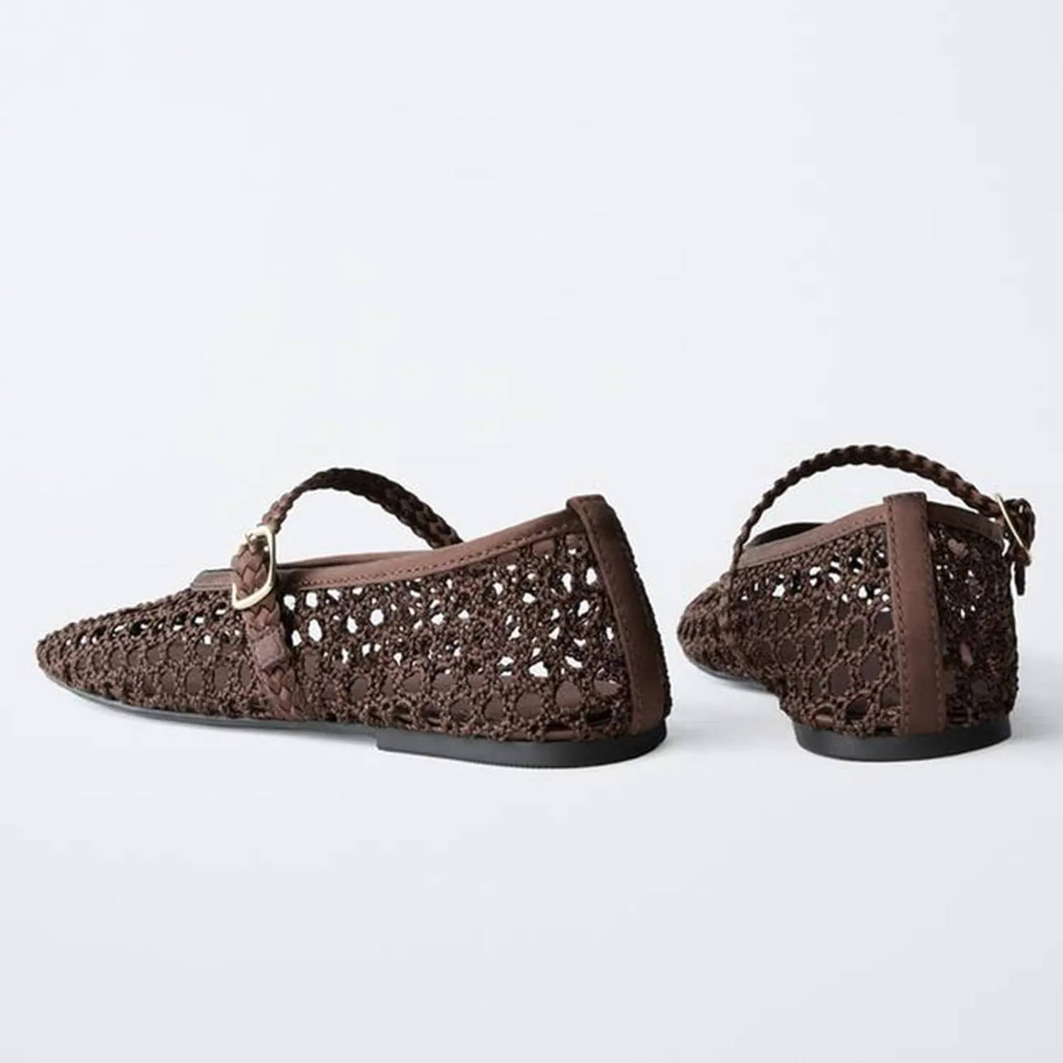 MICIFA Ballet Flats Round Toe Bow Fishnet Mary Jane Flats Dress Wedding Ballerinas Shoes