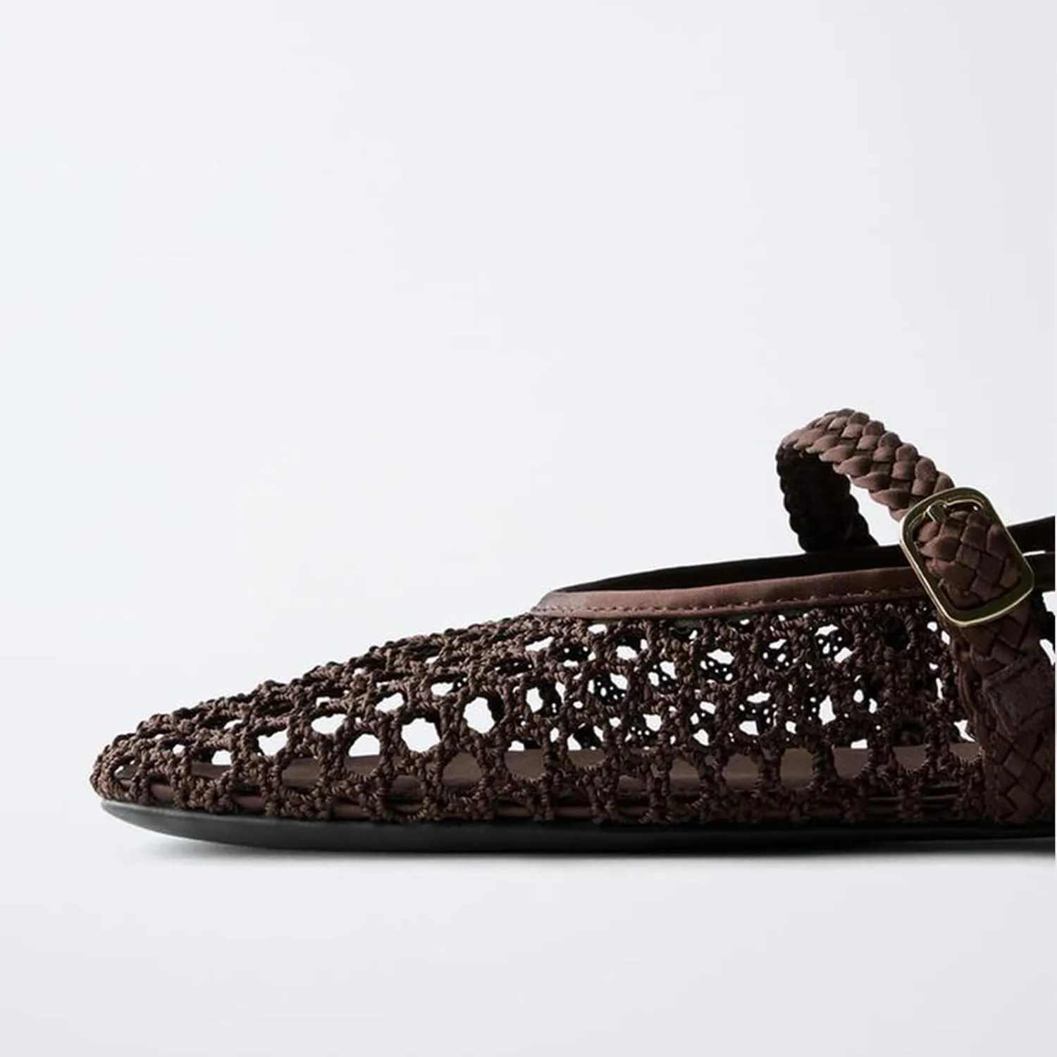 MICIFA Ballet Flats Round Toe Bow Fishnet Mary Jane Flats Dress Wedding Ballerinas Shoes