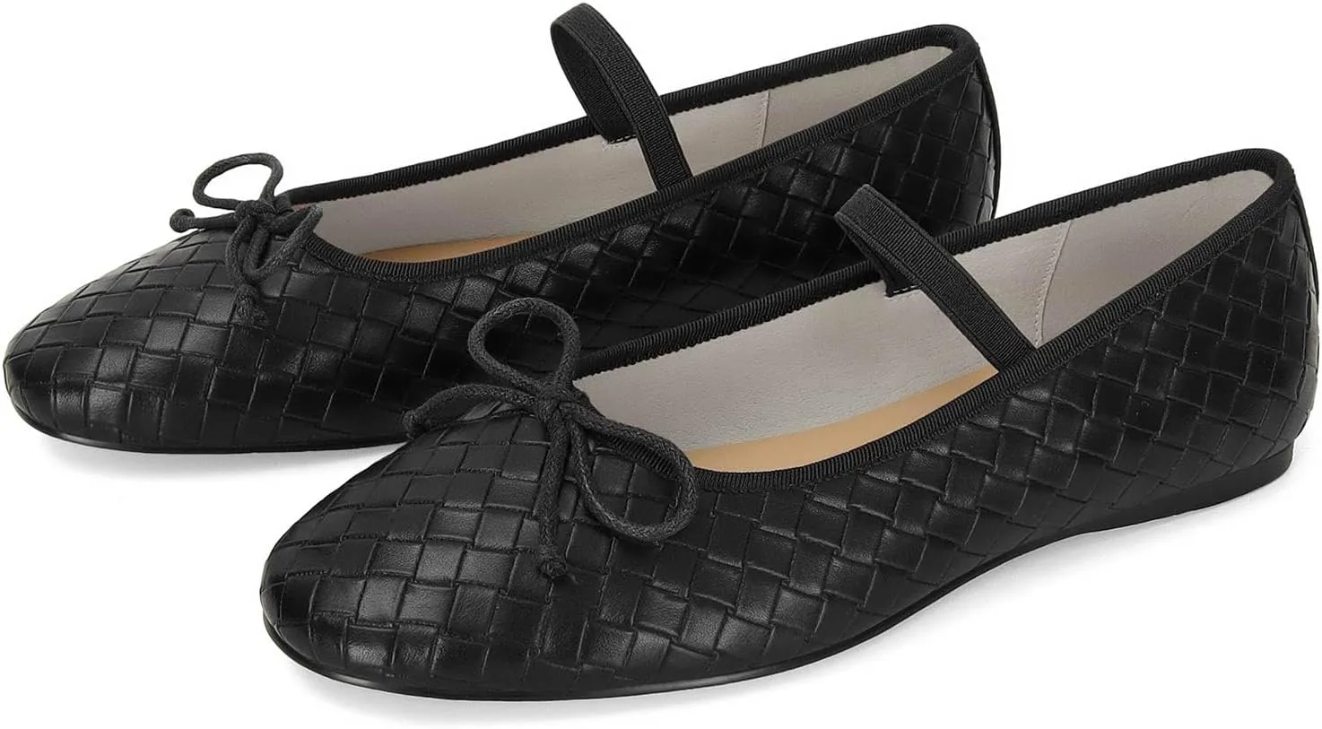 MICIFA Ballet Flats Round Toe Bow Fishnet Mary Jane Flats Dress Wedding Ballerinas Shoes