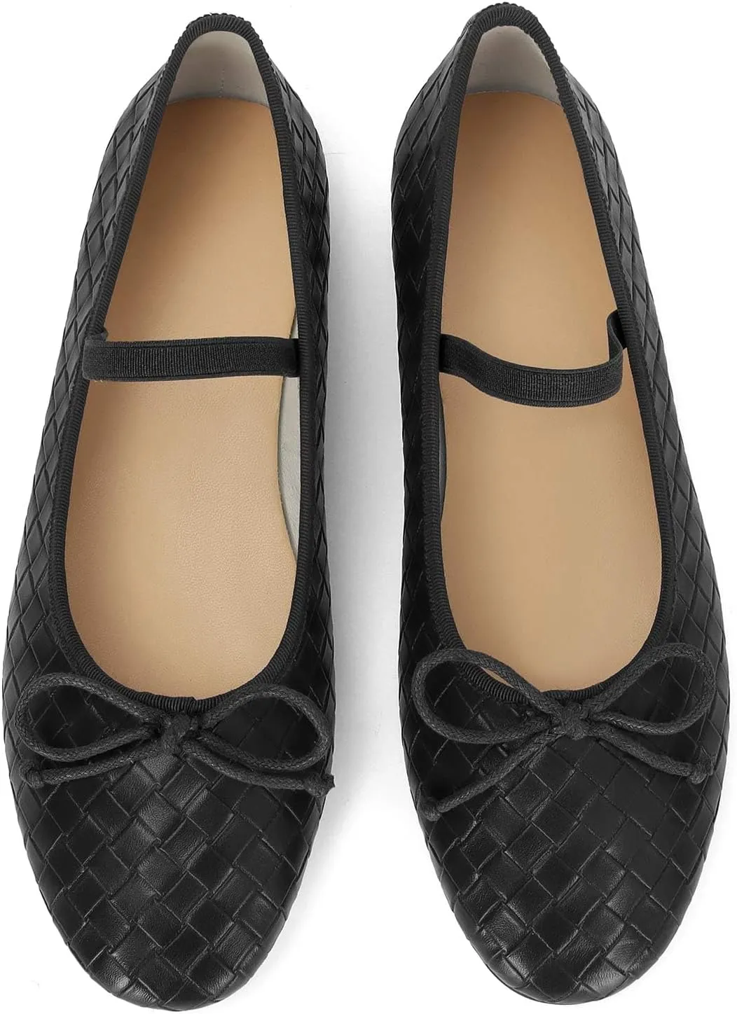 MICIFA Ballet Flats Round Toe Bow Fishnet Mary Jane Flats Dress Wedding Ballerinas Shoes