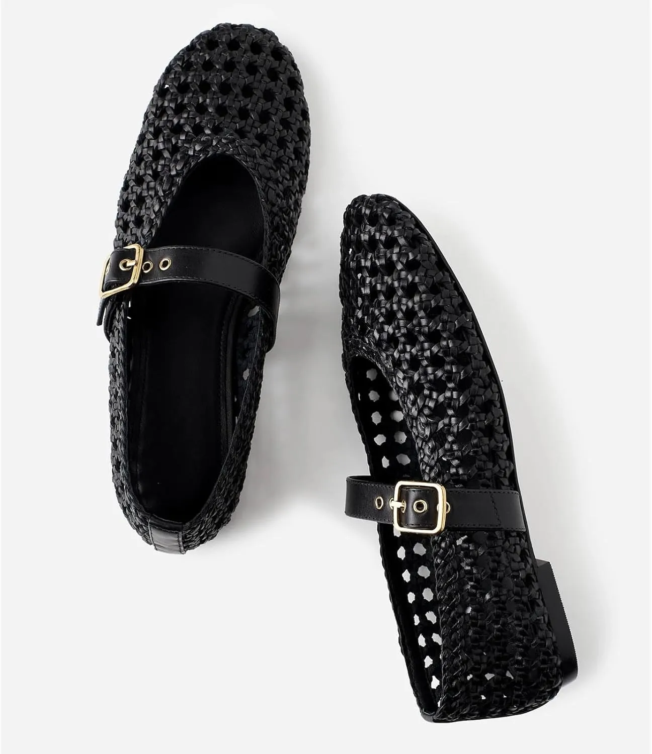 MICIFA Leopard Mesh Ballet Flats for Women Round Toe Mary Jane Buckle Flats Fall Comfortable Casual Dress Shoes