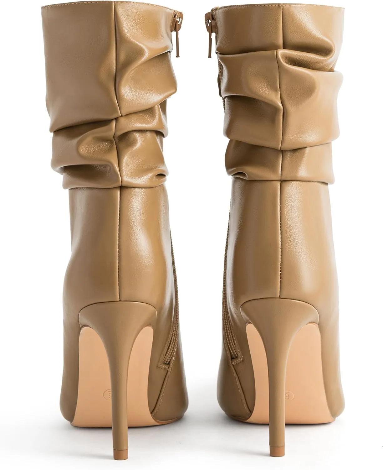 Mid Calf Boots for Women Stiletto High Heel Slouch Boots Pointed Toe Side Zipper Sexy Fashion Boots Waterproof Ankle Boots Fall Winter Dressy Boots