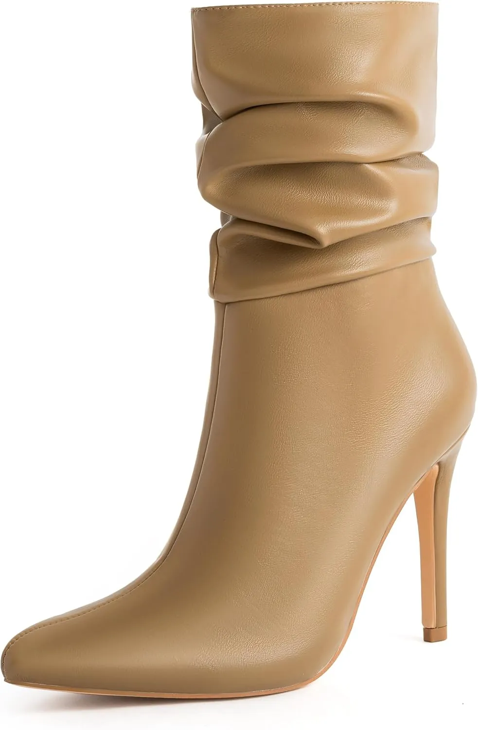 Mid Calf Boots for Women Stiletto High Heel Slouch Boots Pointed Toe Side Zipper Sexy Fashion Boots Waterproof Ankle Boots Fall Winter Dressy Boots