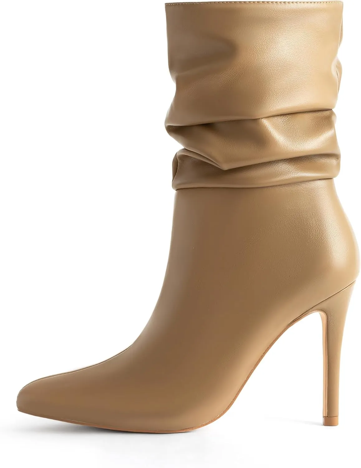 Mid Calf Boots for Women Stiletto High Heel Slouch Boots Pointed Toe Side Zipper Sexy Fashion Boots Waterproof Ankle Boots Fall Winter Dressy Boots
