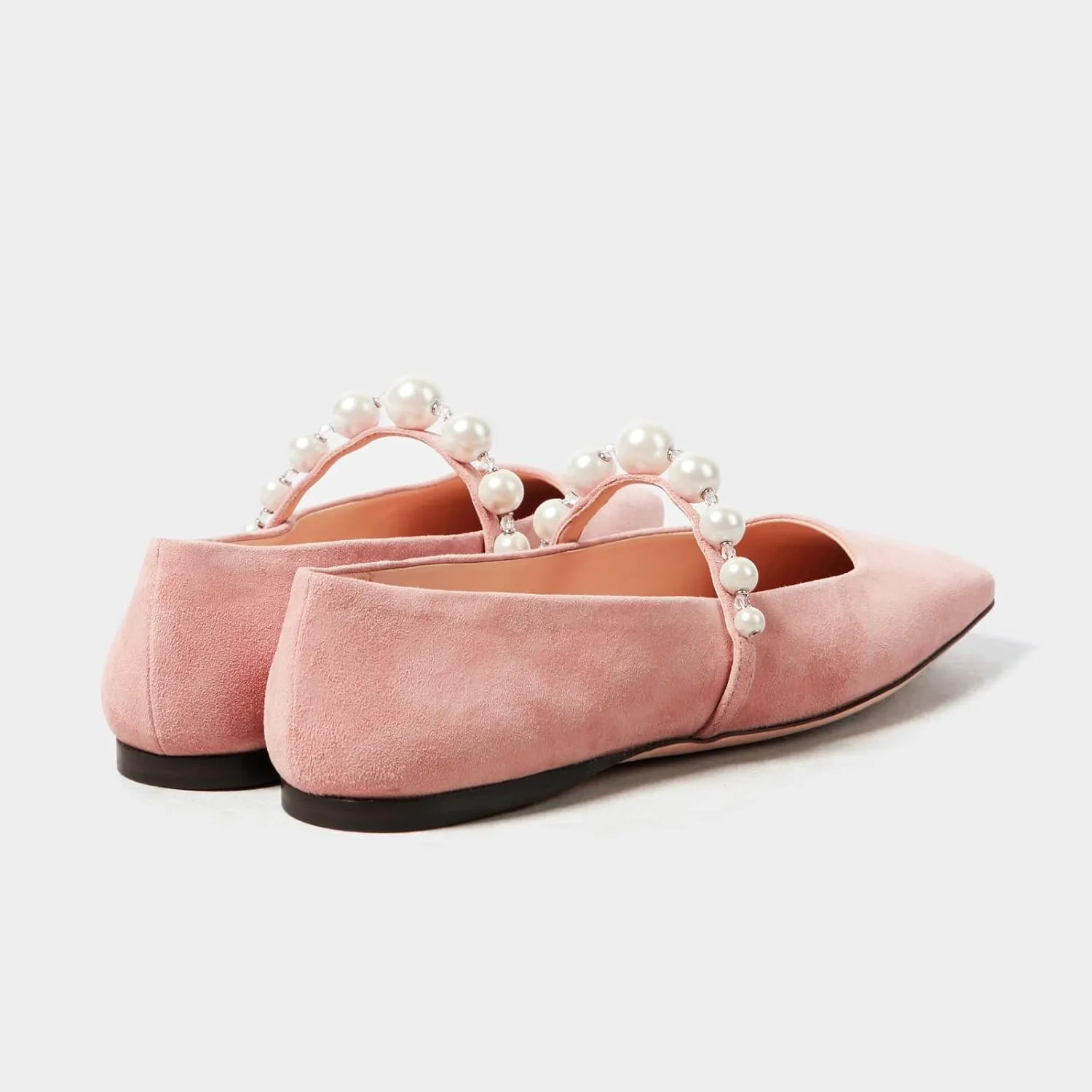 MIRAAZZURRA Mary Jane Flats for Women Ballet Flats Square Toe Pearl Strap Retro Dress Shoes