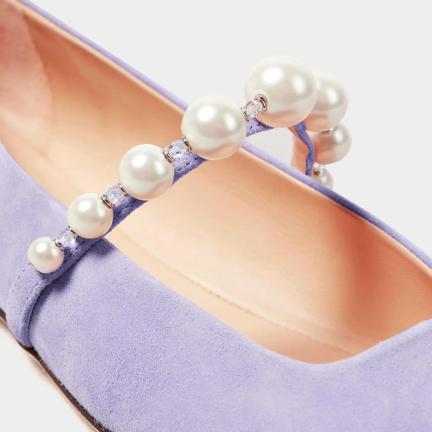MIRAAZZURRA Mary Jane Flats for Women Ballet Flats Square Toe Pearl Strap Retro Dress Shoes