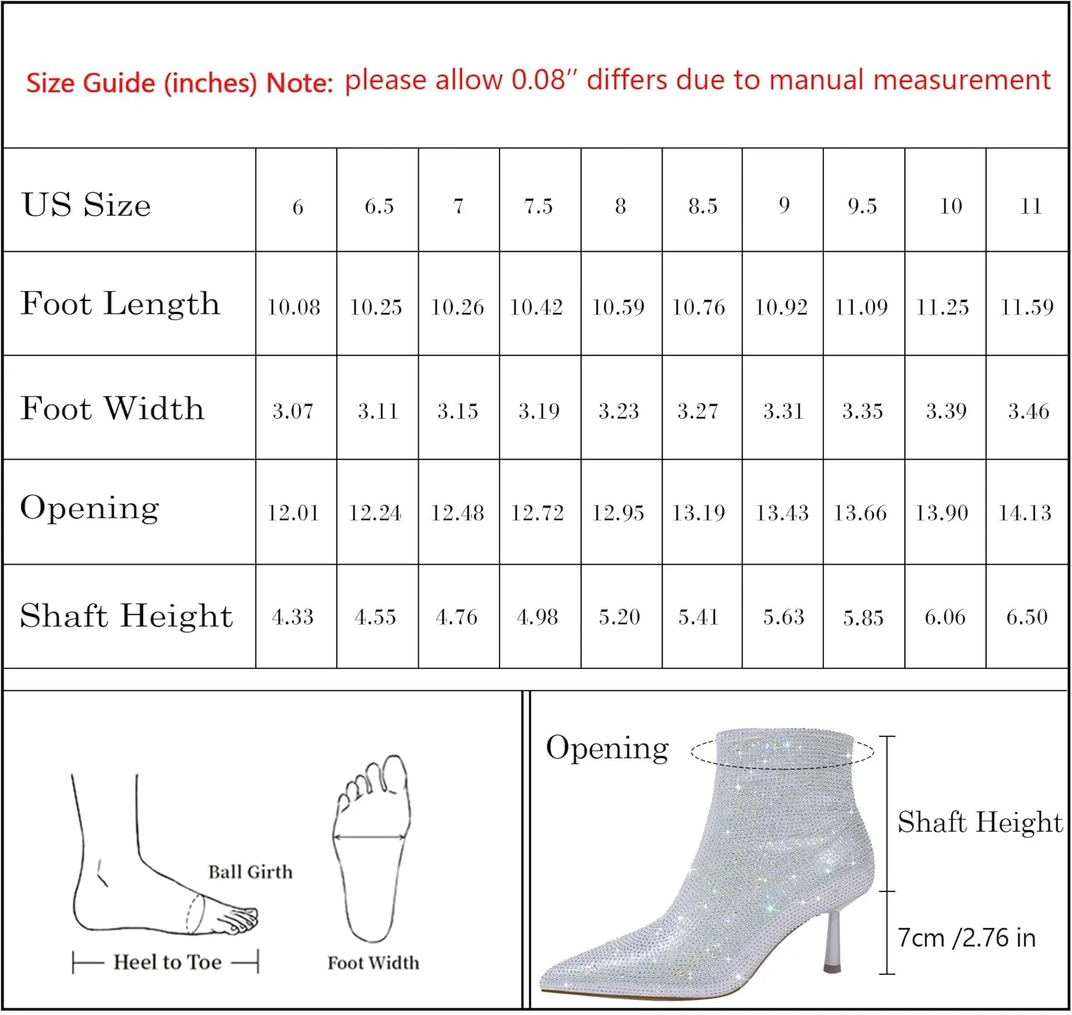 Modatope Rhinestone Boots for Women Pointed Toe Ankle Boots Silver Sparkly Boots Booties for Wedding Party Music Festivals