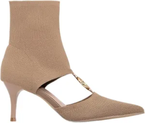 MOUSSE FIT Women's Slip-On Kitten Heel Boots - Breathable Mesh Ankle Booties for Comfortable Wear