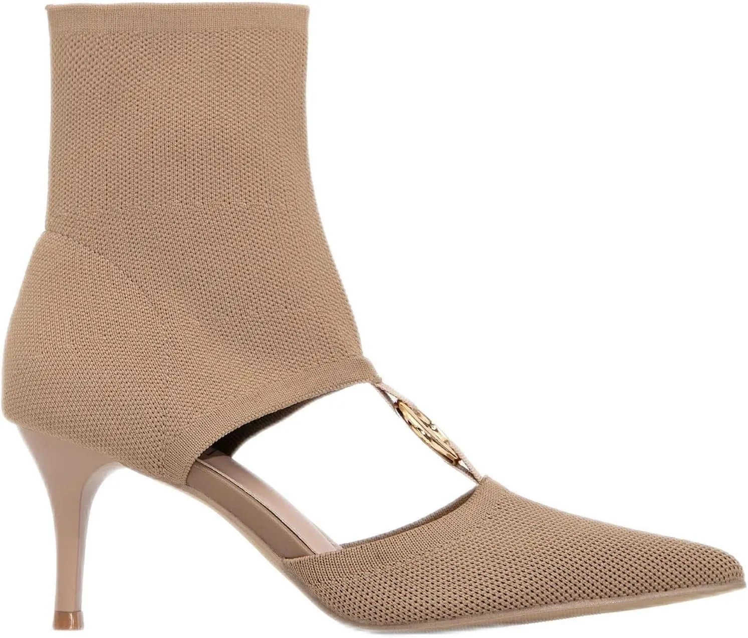 MOUSSE FIT Women's Slip-On Kitten Heel Boots - Breathable Mesh Ankle Booties for Comfortable Wear