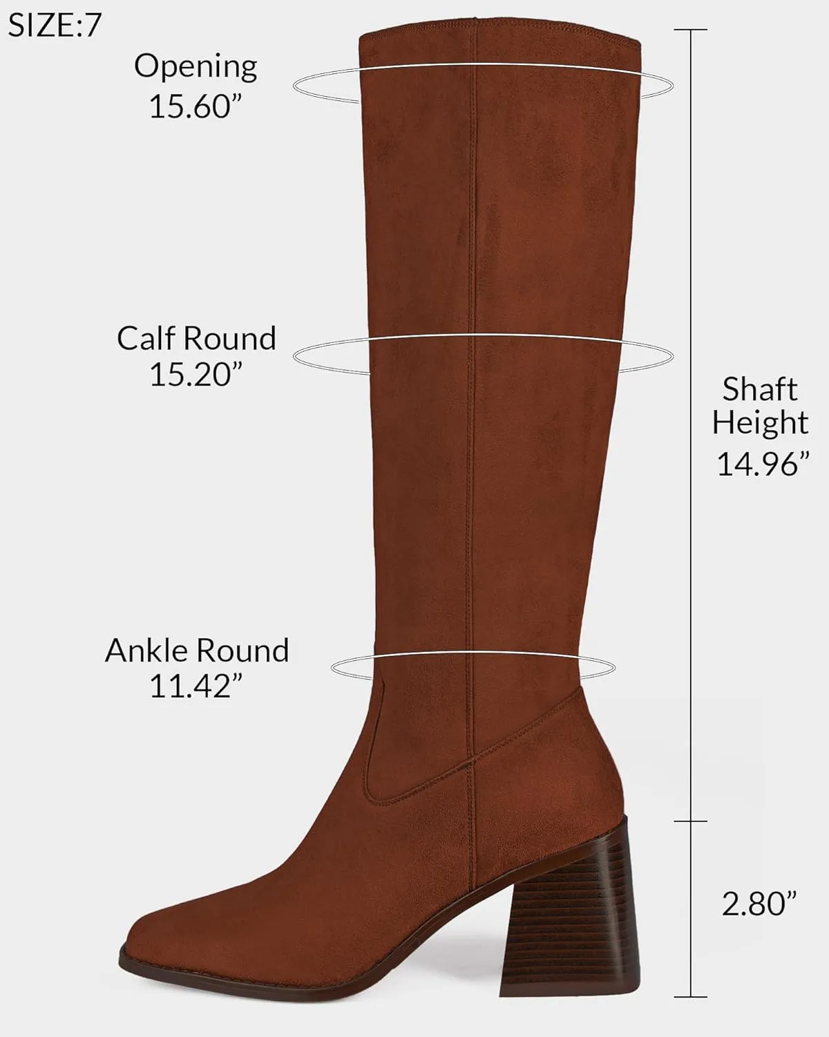 MUCCCUTE Knee High Boots for Women - Square Toe Chunky Block Heel Boots with Side Zipper Pull On Tall Boot