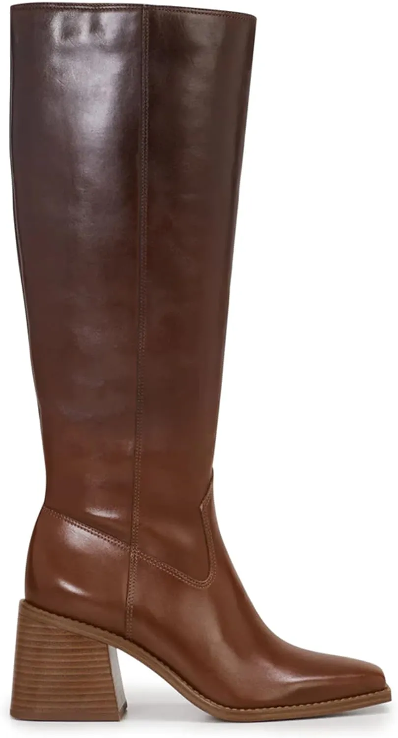 MUCCCUTE Knee High Boots for Women - Square Toe Chunky Block Heel Boots with Side Zipper Pull On Tall Boot