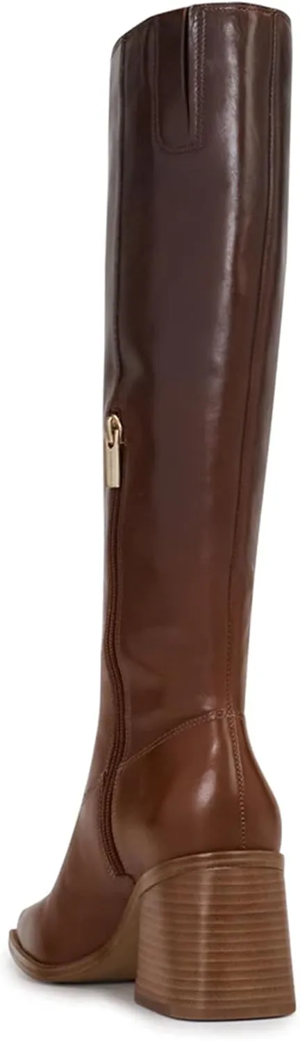 MUCCCUTE Knee High Boots for Women - Square Toe Chunky Block Heel Boots with Side Zipper Pull On Tall Boot