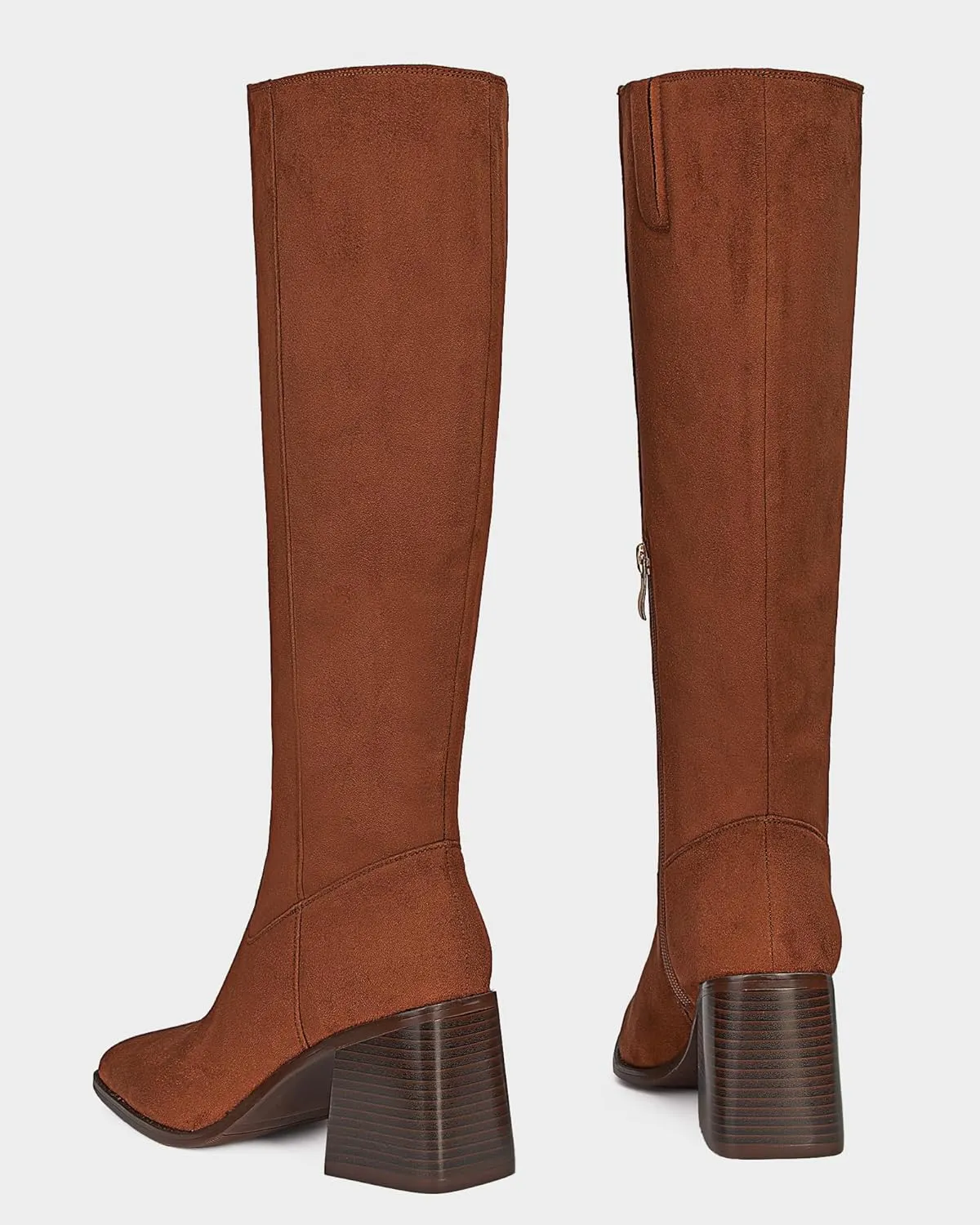 MUCCCUTE Knee High Boots for Women - Square Toe Chunky Block Heel Boots with Side Zipper Pull On Tall Boot