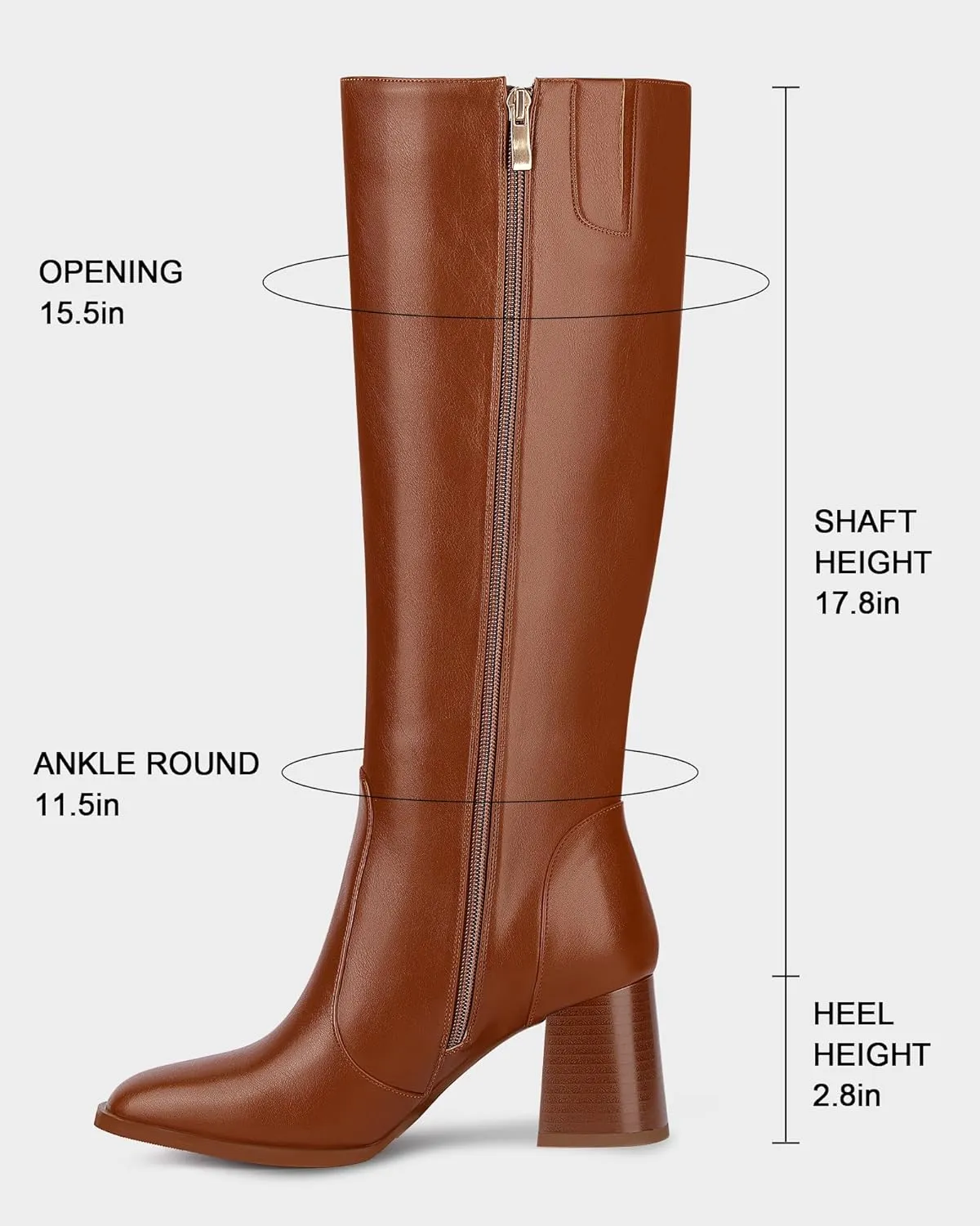 MUCCCUTE Knee High Boots for Women Square Toe Chunky Heel Side Zipper Rhinestone Sparkly Fashion Tall Long Boots for Ladies