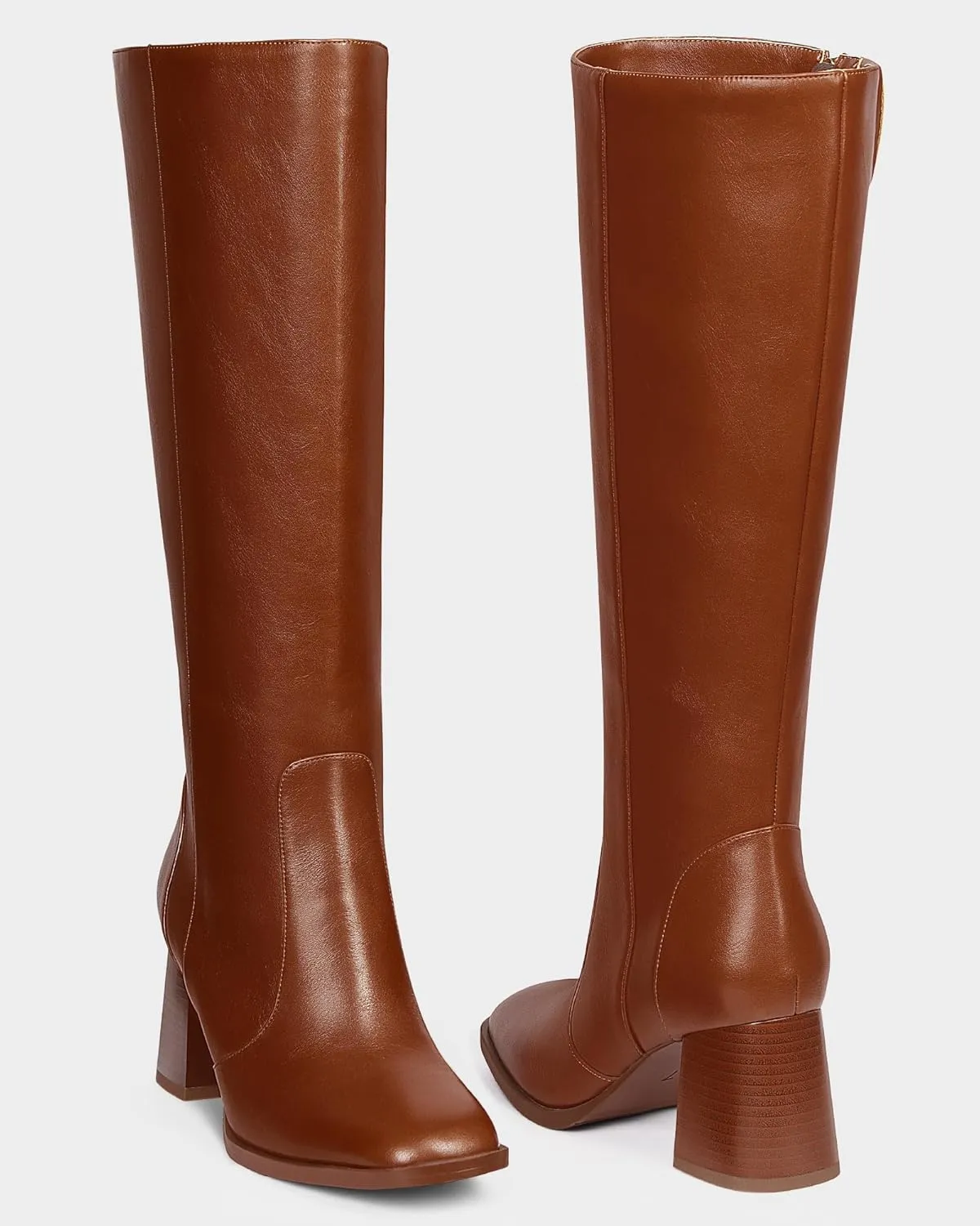 MUCCCUTE Knee High Boots for Women Square Toe Chunky Heel Side Zipper Rhinestone Sparkly Fashion Tall Long Boots for Ladies